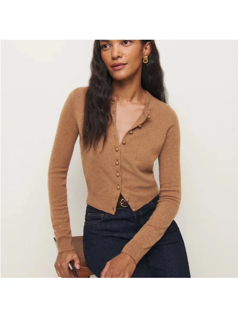 Reformation Caspia Cashmere Cropped Cardigan - Picture 4 of 4